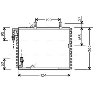 PRASCO BW5147 Aluminium Condensor - 375mm Lengte - Airconditioningonderdeel PRASCO BW5147 Aluminium Condensor - 375mm Lengte - Airconditioningonderdeel