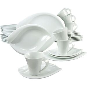 CREATABLE ACACIA Dish Set - Elegant 30-piece White Porcelain for 6 CREATABLE ACACIA Dish Set - Elegant 30-piece White Porcelain for 6
