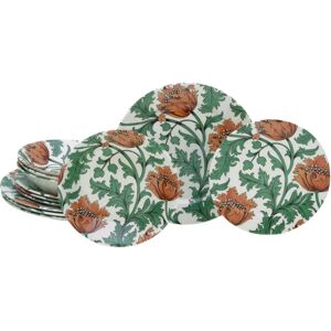 CreaTable Florentina Stoneware Dinner Set - Floral, Green, 12 pcs CreaTable Florentina Stoneware Dinner Set - Floral, Green, 12 pcs