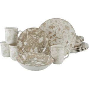 Juego de 16 piezas beige Damask - Tipo de vajilla Juego de 16 piezas beige Damask - Tipo de vajilla