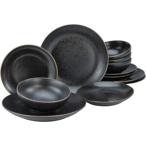 CREATABLE Ensemble de vaisselle industriel - Noir avec bord doré - Publicité CREATABLE Ensemble de vaisselle industriel - Noir avec bord doré - Publicité