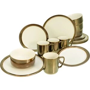Creatable Modern Industrial Dinnerware Set - 16 Piece White and Gold Creatable Modern Industrial Dinnerware Set - 16 Piece White and Gold