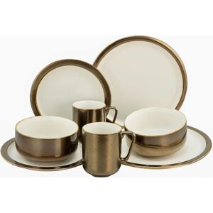 Creatable Modern Industrial 8-Piece White & Gold Dishware Set Creatable Modern Industrial 8-Piece White & Gold Dishware Set