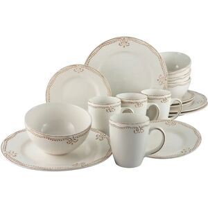 CREATABLE Romantic Vintage Beige Dinnerware Set - 16 Pieces CREATABLE Romantic Vintage Beige Dinnerware Set - 16 Pieces