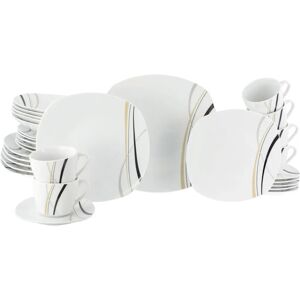 CreaTable Square City Line 30-piece Porcelain Dinnerware Set - Modern Urban Style CreaTable Square City Line 30-piece Porcelain Dinnerware Set - Modern Urban Style