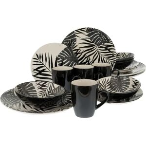 CREATABLE Tropicana Black 16-Piece Dish Set for 4 CREATABLE Tropicana Black 16-Piece Dish Set for 4