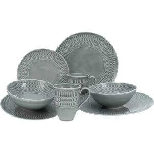 CREATABLE Sofia Porzellan Geschirr-Set - 8-tlg. - Grau - Klassisches Relief CREATABLE Sofia Porzellan Geschirr-Set - 8-tlg. - Grau - Klassisches Relief