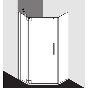 Kermi PXL45 Argent Mat 8mm Enclosure de Douche Pentagone - Douche - Publicité Kermi PXL45 Argent Mat 8mm Enclosure de Douche Pentagone - Douche - Publicité