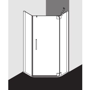 Kermi PXS XP Argent Brillant Pentagone Douche - Shower Enclosure - Publicité Kermi PXS XP Argent Brillant Pentagone Douche - Shower Enclosure - Publicité