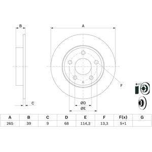 Bosch jarrulevy - Mazda CX-3, CX-30, 3/5 ovet - Takana - 9mm paksuus Bosch jarrulevy - Mazda CX-3, CX-30, 3/5 ovet - Takana - 9mm paksuus
