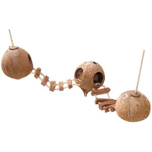 Ensemble de maisons en noix de coco Europet avec échelle - Petits animaux - Publicité Ensemble de maisons en noix de coco Europet avec échelle - Petits animaux - Publicité