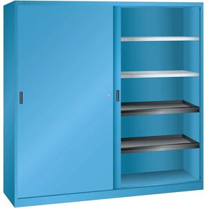 Armario de puertas correderas de chapa maciza - 4 baldas - Azul luminoso Armario de puertas correderas de chapa maciza - 4 baldas - Azul luminoso