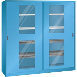 LISTA Blaues Schiebetürschrank - Schrank mit Transparenten Glaselementen LISTA Blaues Schiebetürschrank - Schrank mit Transparenten Glaselementen