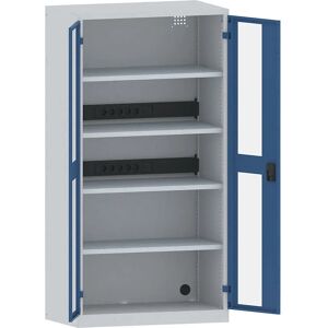 LISTA Batterieschrank - 4 Regale, Glastüren, Blau & Grau LISTA Batterieschrank - 4 Regale, Glastüren, Blau & Grau