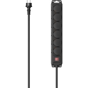 Hama Verlängerungskabel, 6-fach, 2 m, Schwarz Hama Verlängerungskabel, 6-fach, 2 m, Schwarz