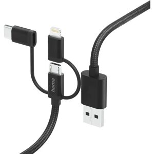 Hama USB-kabel - 1,5m Svart - Multi 3-i-1 USB-Cable Hama USB-kabel - 1,5m Svart - Multi 3-i-1 USB-Cable