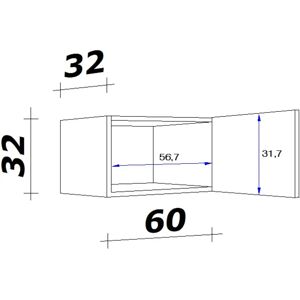 Flex-well Florenz Hängeschrank - 60cm, 32cm hoch, weiß & Eiche Flex-well Florenz Hängeschrank - 60cm, 32cm hoch, weiß & Eiche