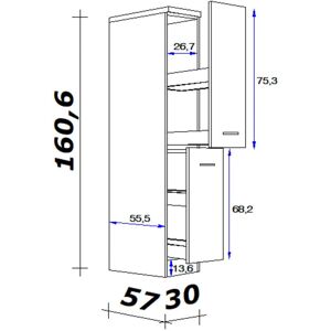 Skříň FLEX-WELL Nano - 30x161x60cm, 4 police, hnědá Skříň FLEX-WELL Nano - 30x161x60cm, 4 police, hnědá
