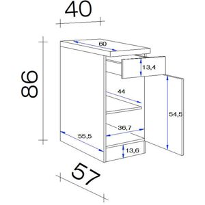 FLEX-WELL Kopenhagen Unterschrank - 40x86x57 cm - Weiß - Schrank FLEX-WELL Kopenhagen Unterschrank - 40x86x57 cm - Weiß - Schrank