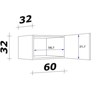 FLEX-WELL Vintea Nástěnná Skříň - 60x32x32 cm, Béžová, Dřevo FLEX-WELL Vintea Nástěnná Skříň - 60x32x32 cm, Béžová, Dřevo