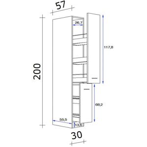 Flex-Well Capri Apothekerschrank - 5 Ablagen, 30x200x57.1 cm Flex-Well Capri Apothekerschrank - 5 Ablagen, 30x200x57.1 cm