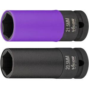 Vigor Juego de vasos de impacto - 2 piezas, 1/2 pulg. Vigor Juego de vasos de impacto - 2 piezas, 1/2 pulg.