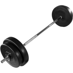 MOVIT 121,5cm Langhantelset - 30kg Stahlstange, Rutschfester Griff, Kunststoffbeschichtete Scheiben MOVIT 121,5cm Langhantelset - 30kg Stahlstange, Rutschfester Griff, Kunststoffbeschichtete Scheiben