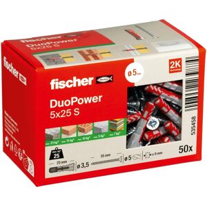 Kit Fischer DUOPOWER 5x25 S de buchas e parafusos Kit Fischer DUOPOWER 5x25 S de buchas e parafusos