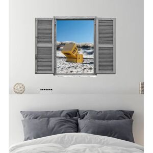 QUEENCE - Strandkorb - blau - 80x60 cm - Wandaufkleber QUEENCE - Strandkorb - blau - 80x60 cm - Wandaufkleber