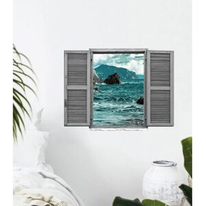 QUEENCE - Klippen im Meer - Blau - 80x60 cm - Wandaufkleber QUEENCE - Klippen im Meer - Blau - 80x60 cm - Wandaufkleber