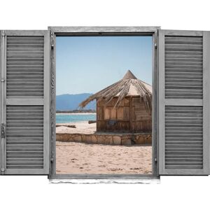QUEENCE - Hütte am Meer - Beige - 80x60 cm - Wall sticker QUEENCE - Hütte am Meer - Beige - 80x60 cm - Wall sticker