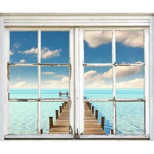 QUEENCE Steg ins Meer - blau - 40×60 cm - 0.1 cm - Wandsticker QUEENCE Steg ins Meer - blau - 40×60 cm - 0.1 cm - Wandsticker