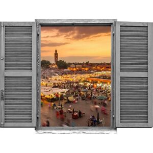 QUEENCE Marktplatz Wandtattoo - Geographie, bunt, 80x60cm QUEENCE Marktplatz Wandtattoo - Geographie, bunt, 80x60cm