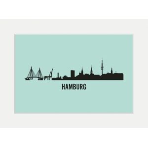 QUEENCE - Hamburg Skyline - Blau - 50x40cm - Wandkunst QUEENCE - Hamburg Skyline - Blau - 50x40cm - Wandkunst