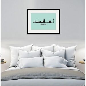 QUEENCE Nürnberg Skyline Wandbild - Städte, Blau, 70x50 cm QUEENCE Nürnberg Skyline Wandbild - Städte, Blau, 70x50 cm