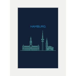QUEENCE - Hamburg Sightseeing - 30x40 cm - Blau - Wall art QUEENCE - Hamburg Sightseeing - 30x40 cm - Blau - Wall art