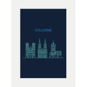 QUEENCE - Cologne Sightseeing - Blau - Wandkunst QUEENCE - Cologne Sightseeing - Blau - Wandkunst