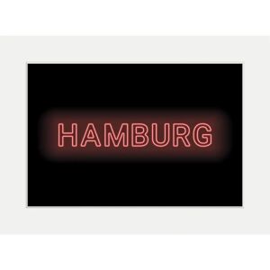 QUEENCE - HAMBURG LIGHTS - rot - 70x50 cm - Framed wall art QUEENCE - HAMBURG LIGHTS - rot - 70x50 cm - Framed wall art