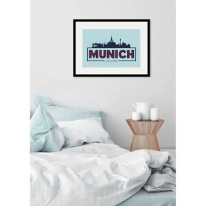 QUEENCE - Welcome Munich - Blau - 50x40 cm - Kunstdruck QUEENCE - Welcome Munich - Blau - 50x40 cm - Kunstdruck