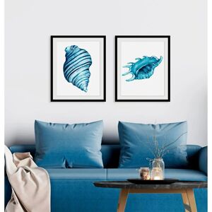 QUEENCE Lisbeth Landschaft Wandbild - 40x50cm, Blau/Schwarz - Innenraumdekoration QUEENCE Lisbeth Landschaft Wandbild - 40x50cm, Blau/Schwarz - Innenraumdekoration