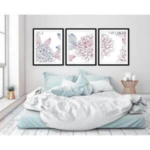 QUEENCE Lia Wandbild Rosa-Weiß-Blau - Blumen Hochformat QUEENCE Lia Wandbild Rosa-Weiß-Blau - Blumen Hochformat
