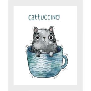 QUEENCE - Cattucino - Katze - Blau-Grau - Wandbild QUEENCE - Cattucino - Katze - Blau-Grau - Wandbild