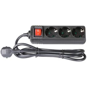 Adam Hall Multi-Socket Power Strip - 3 Outlets, Switch, Black Adam Hall Multi-Socket Power Strip - 3 Outlets, Switch, Black