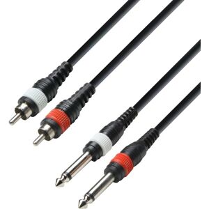 Adam Hall Cable K3 TPC 0600 M - Audio Cable 2 x RCA Male to 2 x 6.3 mm Jack Mono, 6 m Adam Hall Cable K3 TPC 0600 M - Audio Cable 2 x RCA Male to 2 x 6.3 mm Jack Mono, 6 m
