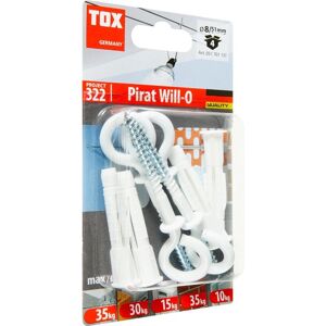 TOX 051701111 Kit de chevilles et crochets - 8x51mm, 2 pcs, Blanc TOX 051701111 Kit de chevilles et crochets - 8x51mm, 2 pcs, Blanc