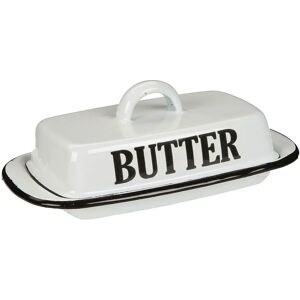 AMBIENTE HAUS Antikweiß Emaille Butterdose - Aufbewahrungsbox AMBIENTE HAUS Antikweiß Emaille Butterdose - Aufbewahrungsbox