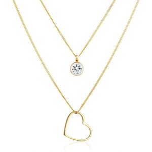 Elli Silber Layer Halskette mit Herz und Kristallen - Halskette Elli Silber Layer Halskette mit Herz und Kristallen - Halskette