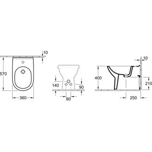 Villeroy & Boch O.novo Standbidet - Hvid, 36x56 cm, til 1-huls armatur Villeroy & Boch O.novo Standbidet - Hvid, 36x56 cm, til 1-huls armatur