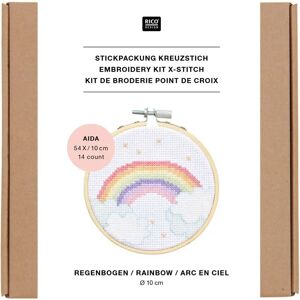Rico Design Regenbogen Kreuzstich-Set - 10x10cm Stickerei Rico Design Regenbogen Kreuzstich-Set - 10x10cm Stickerei