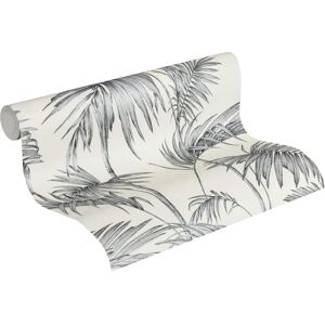 A.S. Creation Lola Paris Palm Motif Wallpaper Cream / Silver - Wallpaper A.S. Creation Lola Paris Palm Motif Wallpaper Cream / Silver - Wallpaper